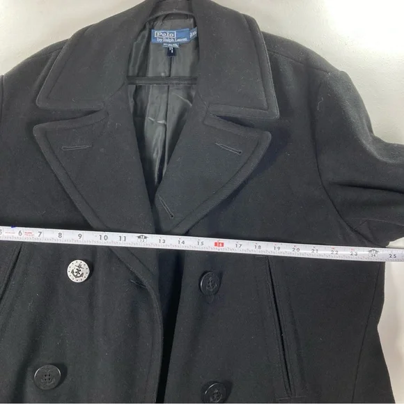 Polo by Ralph Lauren Classic Black Pea Coat Double Breasted XL - Picture 12 of 16